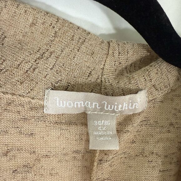 Woman Within Cardigan Women's 4X 34 36 Brown Open Front Linen Blend Short Sleeve - Picture 4 of 11